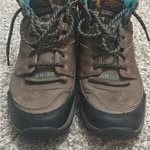 Ariat Womens Brown and Black Boots with Teal Accents